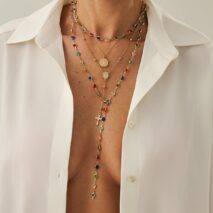 Baroque 4pcs Cross Round Disk Pendant Crystal Chain Y Necklace Set - ArtGalleryZen