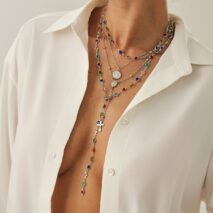 Baroque 4pcs Cross Round Disk Pendant Crystal Chain Y Necklace Set - ArtGalleryZen
