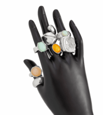Baroque 7pcs Crystal Inlaid Chunky Textured Waterdrop Ring Set - ArtGalleryZen
