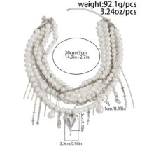 Baroque Chunky Layered Heart Cross Tassel Pearl Chain Necklace - ArtGalleryZen