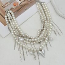 Baroque Chunky Layered Heart Cross Tassel Pearl Chain Necklace - ArtGalleryZen