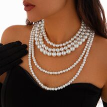 Baroque Chunky Layered Pearl Chain Necklace - ArtGalleryZen