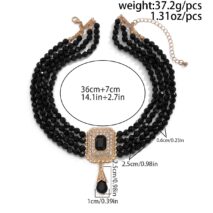 Baroque Chunky Rhinestone Inlaid Crystal Charm Beaded Chain Necklace - ArtGalleryZen