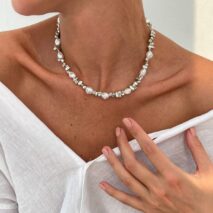 Baroque Gold Silver Tone Irregular Pearl Beaded Necklace - ArtGalleryZen