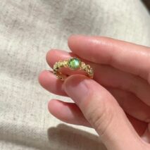 Baroque Green Crystal Inlaid Open Ring - ArtGalleryZen