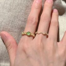 Baroque Green Crystal Inlaid Open Ring - ArtGalleryZen