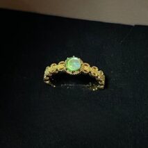Baroque Green Crystal Inlaid Open Ring - ArtGalleryZen