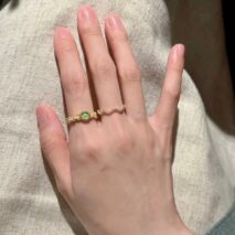 Baroque Green Crystal Inlaid Open Ring - ArtGalleryZen