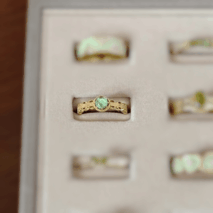 Baroque Green Crystal Inlaid Open Ring - ArtGalleryZen