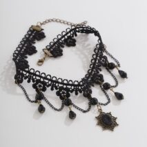 Baroque Layered Crystal Tassel Flower Pendant Lace Choker Necklace - ArtGalleryZen