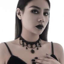 Baroque Layered Crystal Tassel Flower Pendant Lace Choker Necklace - ArtGalleryZen