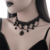Baroque Layered Crystal Tassel Flower Pendant Lace Choker Necklace - ArtGalleryZen
