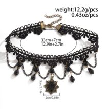 Baroque Layered Crystal Tassel Flower Pendant Lace Choker Necklace - ArtGalleryZen