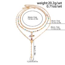Baroque Layered Gold Silver Tone Cross Pendant Crystal Chain Y Necklace Set - ArtGalleryZen