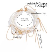 Baroque Layered Gold Tone Pearl Chain Tassel Choker Necklace - ArtGalleryZen