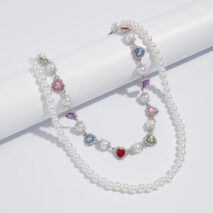 Baroque Layered Heart Rhinestone Pearl Trouser Chain - ArtGalleryZen