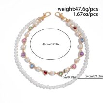 Baroque Layered Heart Rhinestone Pearl Trouser Chain - ArtGalleryZen