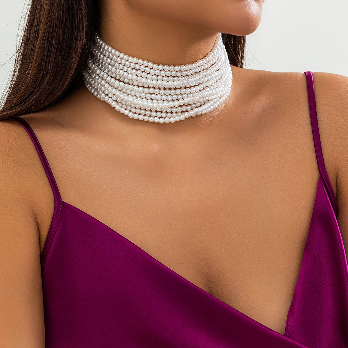 Baroque Multi-Layered Pearl Chain Choker Necklace - ArtGalleryZen