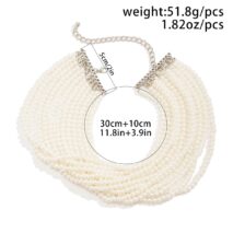 Baroque Multi-Layered Pearl Chain Choker Necklace - ArtGalleryZen