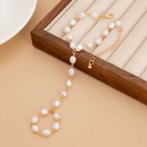 Baroque Pearl Chain Finger Ring Bracelet - ArtGalleryZen