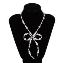 Baroque Pearl Seed Beaded Bowknot Necklace Earrings Set - ArtGalleryZen