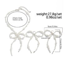 Baroque Pearl Seed Beaded Bowknot Necklace Earrings Set - ArtGalleryZen