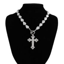 Baroque Toggle Clasp Cross Pendant Irregular Pearl Chain Necklace - ArtGalleryZen