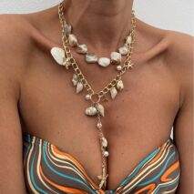 Beach Style 2pcs Conch Shell Starfish Pearl Tassel Y Necklace Set - ArtGalleryZen