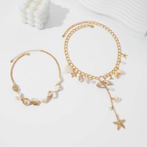 Beach Style 2pcs Conch Shell Starfish Pearl Tassel Y Necklace Set - ArtGalleryZen