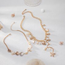 Beach Style 2pcs Conch Shell Starfish Pearl Tassel Y Necklace Set - ArtGalleryZen