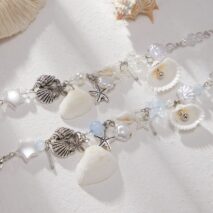 Beach Style 2pcs Shell Starfish Pearl Charm Bracelet Set - ArtGalleryZen