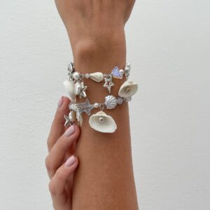 Beach Style 2pcs Shell Starfish Pearl Charm Bracelet Set - ArtGalleryZen