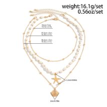 Beach Style 3pcs Shell Starfish Pendant Conch Chain Necklace Set - ArtGalleryZen