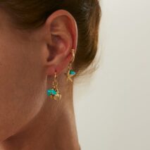 Beach Style 5 Pcs Dangling Turquoise Shell Starfish Seahorse Huggie Hoop Earrings Set - ArtGalleryZen