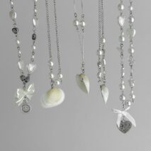 Beach Style 5pcs Natural Shell Bowknot Heart Pendant Pearl Chain Necklace Set - ArtGalleryZen