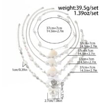 Beach Style 5pcs Natural Shell Bowknot Heart Pendant Pearl Chain Necklace Set - ArtGalleryZen