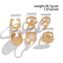 Beach Style 6pcs Starfish Sun Ring Set - ArtGalleryZen