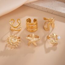 Beach Style 6pcs Starfish Sun Ring Set - ArtGalleryZen