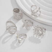 Beach Style 6pcs Starfish Sun Ring Set - ArtGalleryZen