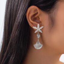 Beach Style Asymmetric Shell Starfish Dangle Earrings - ArtGalleryZen