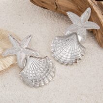 Beach Style Chunky Shell Starfish Earrings - ArtGalleryZen