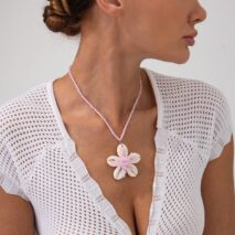 Beach Style Conch Flower Pendant Seed Bead Necklace - ArtGalleryZen