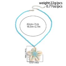 Beach Style Conch Flower Pendant Seed Bead Necklace - ArtGalleryZen