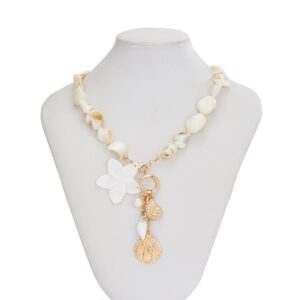 Beach Style Conch Shell Flower Pendant Necklace Bracelet - ArtGalleryZen