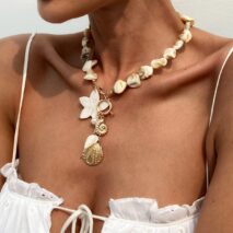 Beach Style Conch Shell Flower Pendant Necklace Bracelet - ArtGalleryZen