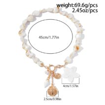 Beach Style Conch Shell Flower Pendant Necklace Bracelet - ArtGalleryZen