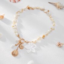 Beach Style Conch Shell Flower Pendant Necklace Bracelet - ArtGalleryZen