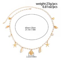 Beach Style Conch Shell Starfish Tassel Pearl Waist Chain - ArtGalleryZen
