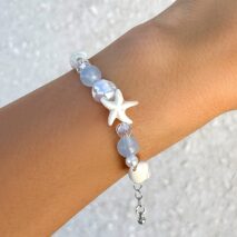 Beach Style Conch Starfish Pearl Crystal Chain Bracelet - ArtGalleryZen