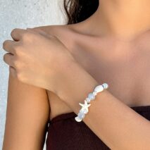 Beach Style Conch Starfish Pearl Crystal Chain Bracelet - ArtGalleryZen